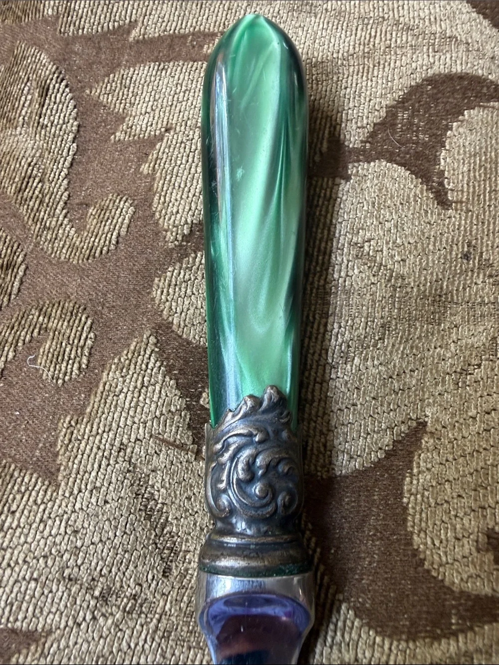 SCOF of France Vintage Cambridge Green Serving Spoon